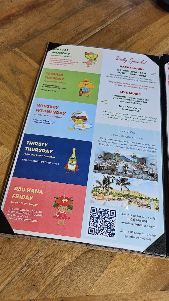 DECK. at Queen Kapiʻolani Hotel Menu - Image 2